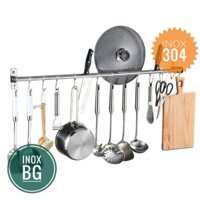 [Inox 304] Móc treo xoong nồi 5/7/9 móc dài 40/50/60cm (có vít nở và keo)