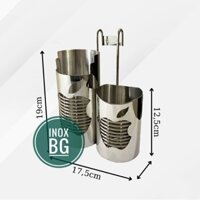 [INOX304] Ống đũa 2 ngăn inox hình táo cao cấp