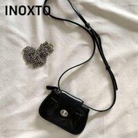 INOXTO Túi đeo vai Hàn Quốc , Túi đeo chéo nữ chống thấm nước màu đen, Ví nhỏ bằng da PU dành cho nữ