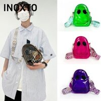 INOXTO Túi đeo vai , Túi đeo chéo công suất lớn PVC, Màu kẹo Halloween Ghost Túi Messenger tái sử dụng Sử dụng hàng ngày