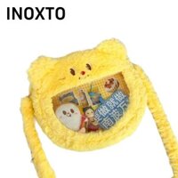 INOXTO Túi đeo vai , Túi gấu bơ hoạt hình màu vàng, Túi đeo chéo dung tích lớn sang trọng dễ thương cho bé gái