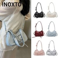 INOXTO Túi đeo vai , Túi Satchels Harajuku dung tích lớn, Quà tặng sáng tạo Túi xách màu bạc PU Y2K Du lịch