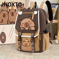 INOXTO Túi đi học dành cho học sinh , Dây đeo có thể điều chỉnh Ba lô Capybara dung tích lớn, Ba lô đi học nhẹ chống thấm nước thoáng khí