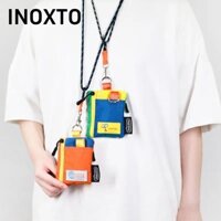 INOXTO Túi đựng tiền xu , Dây đeo cổ Ví đựng tiền xu Mini, Hộp đựng thẻ hoạt hình Nylon thời trang dành cho sinh viên