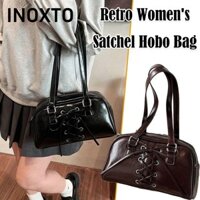 INOXTO Túi Satchel Hobo nữ , Túi xách da PU màu trơn, Túi Tote thắt nơ Y2K đơn giản