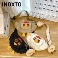 INOXTO Túi thắt lưng gà , Túi đi học dành cho học sinh Túi vải thông thường, Túi đeo chéo hoạt hình cặp đôi dễ thương