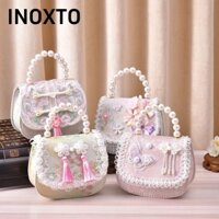 INOXTO Ví trẻ em , Ví đựng tiền xu thêu phong cách Trung Quốc, Ví Mini dễ thương tua rua thời trang
