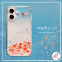 Ins Bong Bóng Cá Vàng Nhấp Nháy Lấp Lánh Ốp Điện Thoại Tương Thích iPhone 16 Plus 15 14 13 12 Pro Max 11 Vỏ Bảo Vệ Apple Chống Sốc