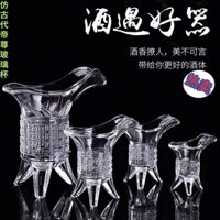 Ins Cổ Điển Ngộ nghĩnh Cổ Qin Shihuang Trà Cốc Rượu Cốc Xám Cổ Hoàng Đế Ba Chân Sáng Tạo Rượu Cốc Thủy Tinh 0220