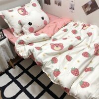 Ins Dâu Gấu Sinh Viên Ký Túc Xá Ga Trải Giường Bộ Ba Mảnh Đơn Giường Đôi Chăn Che Ký Túc Xá Trên Tầng Tầng Tầng Dưới Bộ Bốn Mảnh