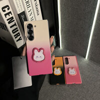 Ins Dễ Thương Chuyển Màu Trắng Hoa Hồng Đỏ Ốp Lưng Thỏ Giá Đỡ Cho Samsung Galaxy Z Fold 6 Z Fold 5 ZFold 4 ZFold3 Cover