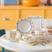 Ins Dễ Thương Hộ Gia Đình Underglaze Màu Giá Trị Cao Bát Đĩa Bộ Đồ Ăn Gốm Hoạt Hình Hàn Quốc Chấm Bi Gấu Bát Cơm