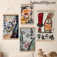 Ins Đơn Giản Hòa Hợp Ngộ nghĩnh Cuộn Tranh Phòng Khách Phòng Ngủ Treo Tường Trang Điểm Đồng Hồ Khối Hộp Tranh Trang Trí Treo Vải