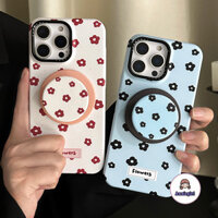 Ins Full Màn Hình Hoa Kẻ Sọc Từ Giá Đỡ Ốp lưng Cho IPhone 16 14 15 Pro Max 12 13 ProMax Chống Bụi Bẩn Chống Sốc Sạc Không Dây Vỏ Điện Thoại Cứng