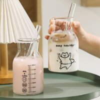 Ins Gió Cốc Thủy Tinh Hộ Gia Đình Uống Nước Sữa Giá Trị Cao Nồi Uống Cà Phê Lạnh Pha Chai Thủy Tinh