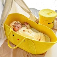 ins Giỏ Xách Em Bé Màu Xanh Phong Cách Hàn Quốc Giường Cũi Cho Trẻ Sơ Sinh, Em Bé Nằm Và Ngủ, Di Động, Có Thể Gập Lại Kh