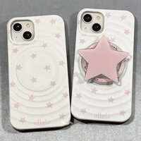 Ins Girl Pink Star Rippling Từ Popsocket Giá Đỡ Ốp lưng Iphone 15 14 Pro Max 12 13 15 Pro Max Chống Sốc Sạc Không Dây Ốp Lưng