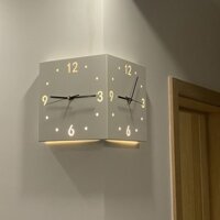 Ins Góc Hai Mặt Đồng Hồ Treo Tường Phòng Khách Sáng Tạo Đơn Giản Hiện Đại Hai Mặt Góc Đồng Hồ Đồng Hồ Tắt Tiếng Không Đục Lỗ Đồng Hồ
