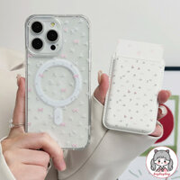 Ins Hồng Hoa Nơ Từ Tính Đựng Thẻ Ốp lưng IPhone 16 15 14 13 12 11 Pro Max X XR 8 7 Plus Chống Trượt Chống Rơi Mềm TPU Ốp Lưng