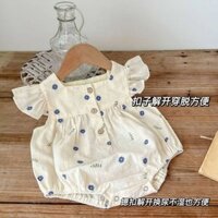 INS Korean Style Baby Summer Wear Jumpsuit Baby Girl Sweet Onesie Sweet Flounced Sleeve Super Cute Princess Rompers Thin XncO