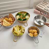 Ins Mỹ Phong Cách Công Nghiệp Thép Không Gỉ Pháp Khoai Tây Chiên Bát Gà Chiên Bát Thực Phẩm Phương Tây Bát Ăn Nhẹ Có Tay Cầm Bát Salad Trái Cây