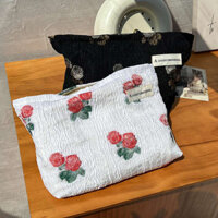Ins Niche Xếp Ly Hoa Hồng Túi Đựng Mỹ Phẩm Chăm Sóc Da Sản Phẩm Túi Bảo Quản Vải Lót Túi Du Lịch Kinh Doanh Chuyến Đi Vệ Sinh Túi