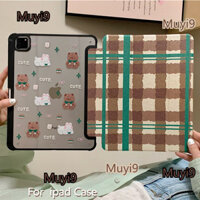 Ins Phổ Biến Maill Kẻ Sọc Hoạt Hình Gấu Dễ Thương Cho IPad10.2 Vỏ Ipad10th Gen5 Vỏ Mini6 Vỏ Ipad Air2 Air4 / 5 10.9 Vỏ Chống Rơi 2022 M1 Pro11 / ipad12,9 Vỏ Chống Uốn