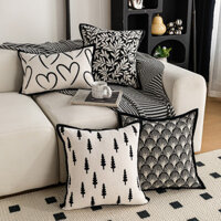 Ins Phong Cách Cao Cấp Gối Jacquard Phòng Khách Sofa Đen Trắng Đệm Phòng Ngủ Đầu Giường Tựa Lưng Vỏ Gối