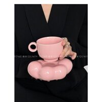 Ins Phong Cách Hoa Béo Niche Thiết Kế Cốc Cà Phê Đĩa Bộ Trà Chiều Tinh Tế Gốm Ăn Sáng Cốc