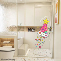 Ins Phong Cách Hoạt Hình Miếng Dán Kính Món Tráng Miệng Bánh Sữa Trà Cửa Sổ Cửa Kính Bố Trí Dễ Thương Miếng Dán Tĩnh Điện