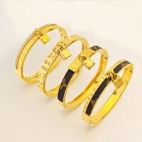 Ins Phong Cách Nhỏ Khóa Chữ Da Mặt Dây Chuyền Vòng Tay Hip-Hop Phong Cách Retro Cao Cấp Vòng Tay Nữ
