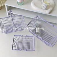 Ins Phong Cách Sắt Giỏ Đựng Đồ lặt vặt Màu Tím Giỏ Tóc Vòng Kẹp Băng Để Bàn Xe Đựng Đồ Di Động Hộp Sắp Xếp