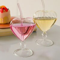 Ins Phong Cách Tình Yêu Cốc Ống Hút Ly Uống Nước Giải Khát Mùa Hè Nước Uống Cocktail Thủy Tinh Cà Phê