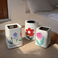 Ins phong cách tulip phòng khách phòng ngủ thùng rác ký túc xá thùng rác lớn thùng rác lưu trữ đôi bằng nhựa sáng tạo