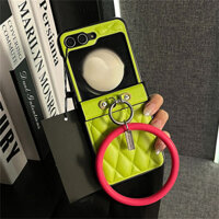 Ins Sang Trọng Kim Cương Hàn Quốc Kiểm Tra Huỳnh Quang Nhẫn Xanh Ốp Lưng Điện Thoại Samsung Galaxy Z Flip 6 5 zFlip6 Z flip5 Flip6 Cover