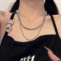 Ins Style Double Layer Simple Clavicle Chain-Vòng cổ Dây chuyền chuỗi dày Hip Hop Không Rỉ Không phai màu