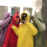 Ins Teletubbies Quần Áo Thu Đông Áo Nữ Lông Cừu Lót Dày Rời Áo Tik Tok Yan Jiu