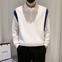 Ins Thương Hiệu Hợp Thời Trang Ve Áo Nam Xuân Thu Áo Polo Vans Áo Thun Dài Tay Nam Top Chắp Vá Áo Khoác