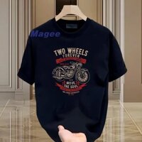 Ins thương hiệu hợp thời trang áo thun nam cổ tròn in hình xe máy cổ tròn tay ngắn