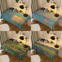 ins Vintage Monet Oil Painting Tablecloth Fabric Rectangular Coffee Table Cloth Dining Table Cloth Student Desk Mat Dust Cover Cloth JEYE