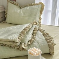 insBộ Chăn Bốn Mảnh Vải Sợi Nhăn Mùa Hè Chăn Ga Gối Đệm Điều Hòa Không Khí Mùa Hè Chăn Đơn Ký Túc Xá Đôi Chăn Mát Mùa Hè