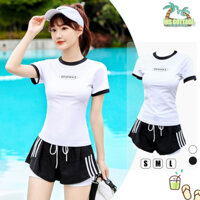 【INS】bộ đồ bơi nữ bộ bikini đi biển 2 mảnh quần đùi dáng thể thao năng động đi biển, bikini kín Kiểu Dáng Thể Thao