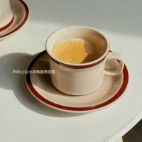 INSBộ Tách Và Đĩa Cà Phê Gốm Sứ Đường Nâu Cổ Điển Đơn Giản Blogger Phong Cách Hàn Quốc Phong Cách Mới Phong Cách Mỹ Latt
