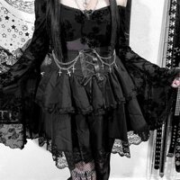 Insdoit Váy Gothic Đậm Gothic Gothic Gothic Gothic Gothic Gothic Gothic Váy Gạc Ren Pettiskirt Phong Cách Mới Váy Yabi pdd / / wtt20240827