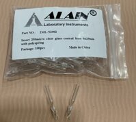 Insert lọ thủy tinh - dùng cho lọ 2ml, 100 cáigói Alain TQ - Lọ 2ml đk miệng 9mm - Đáy hình nón với vòng định tâm nhựa PP