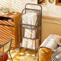 insGiá Để Kệ Sách Có Bánh Xe Có Thể Di Chuyển Bằng Sắt Nghệ Thuật Kiểu Gió, Giá Để Sách Ảnh Cho Trẻ Em, Tủ Sách Đơn Giản