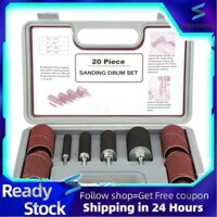 Inspirexshop 20 Pcs Drum Sander Set With Case Including 4 Rubber And 16 Sanding