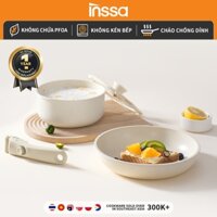 INSSA Bộ Nồi Tay Cầm Tháo Rời Chảo Chiên 24cm Nồi Sữa 18cm Có Nắp Chống Dính Bộ 4 Món GUOJ040