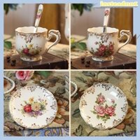Inste Ngà Sứ Hoa Biển Gốm Sứ Cà Phê Đĩa Sơn Tay Hoa Hồng Sứ Trà Cốc Món Ăn Và Thìa Uống