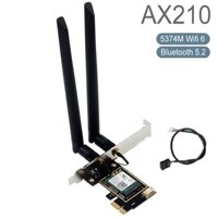 Intel AX210, M.2 to PCIE, bộ thu sóng wifi 2.4G và 5G, chuẩn Wifi 6, tốc độ Gigabit 5374M, kết nối Bluetooth 5.3